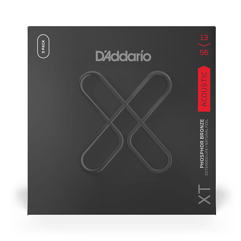 D'Addario Acoustic Guitar Strings 3-Pack XT Extended Life Phosphor Bronze  13-56 image 1
