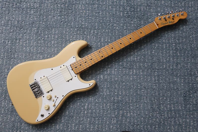 Vintage 1980s Squier by Fender Bullet Stratocaster Tremolo Faded Cream  White Clean Good Shape Sharp 2 PU