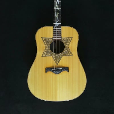 Blueberry Handmade Acoustic Guitar Dreadnought Jewish Motif - Alaskan Spruce and Mahogany Built to Order image 12
