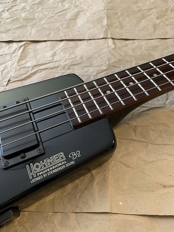 Hohner B2 Headless Bass Steinberger Licensed 1986 Black VGC with Vinylex  Gigbag