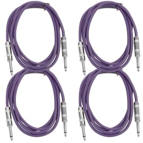 Seismic Audio SASTSX-6-4PURPLE 1/4" TS Male to 1/4" TS Male Patch Cables - 6' (4-Pack)