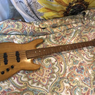 Zolla Custom 5 String Jazz Bass Guitar Bartolini Pickups Flamed Top Active NICE for sale