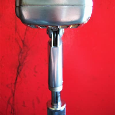 Vintage 1960's Shure 737A crystal microphone Satin Chrome w period Atlas DS-7 desk stand image 10