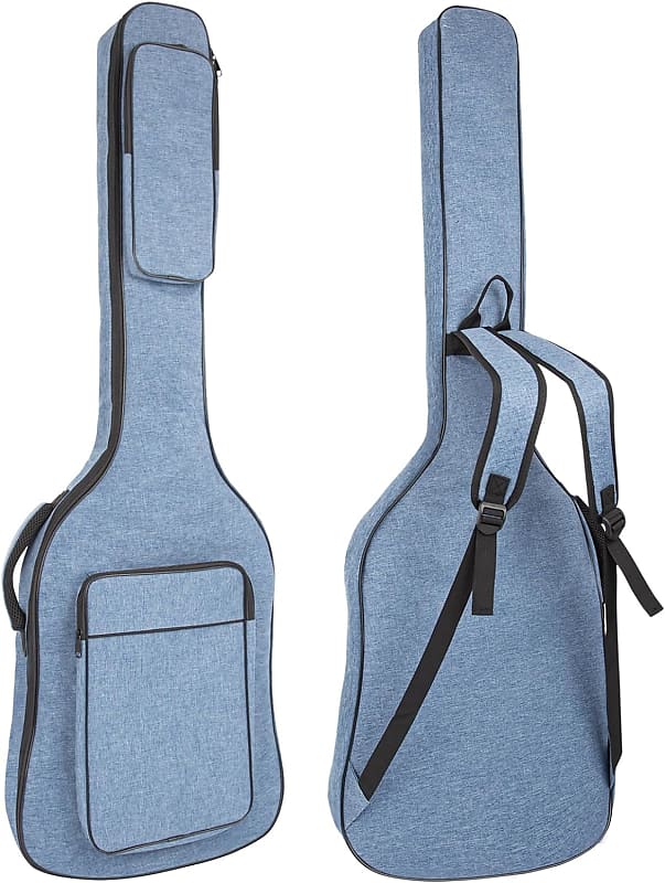 Bass Guitar Bag, 7MM Padding Bass Guitar Gig Bag Padded Soft Electric Bass Guitar Case Backpack with Pockets, Blue image 1