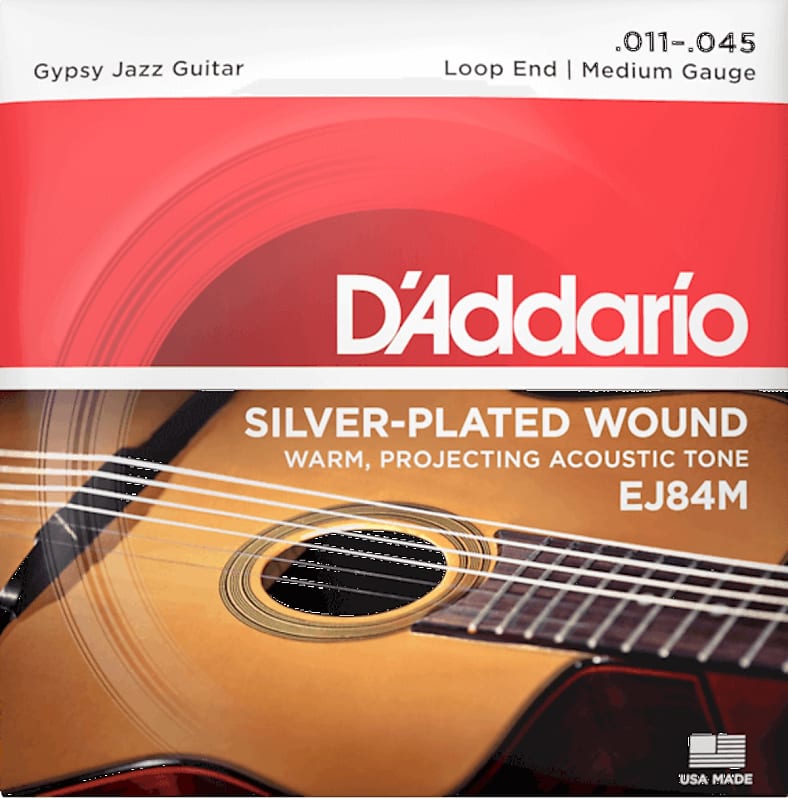 D'Addario Guitar Strings - Gypsy Jazz Loopl End Wound Silver Plated  EJ84M 11-45 image 1