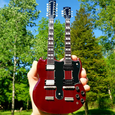 Axe Heaven Gibson SG EDS-1275 Doubleneck Cherry Mini Guitar Collectible image 2