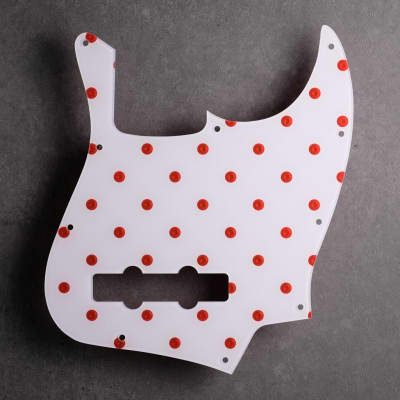 Peggy Sue - Jazz Bass Pickguard - Candy Apple Red on White Acrylic for sale