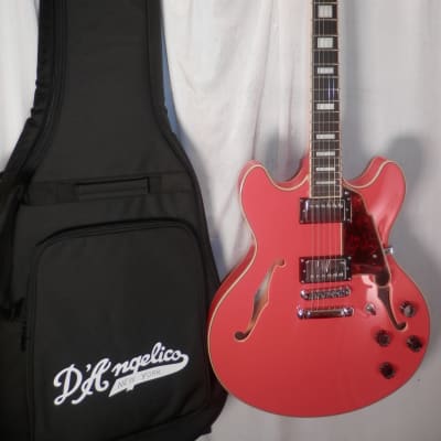 D'Angelico Premier DC Fiesta Red Double Cutaway Semi-Hollow Stop-Bar Tailpiece w/ gig bag DAPDCFRCSCB image 1