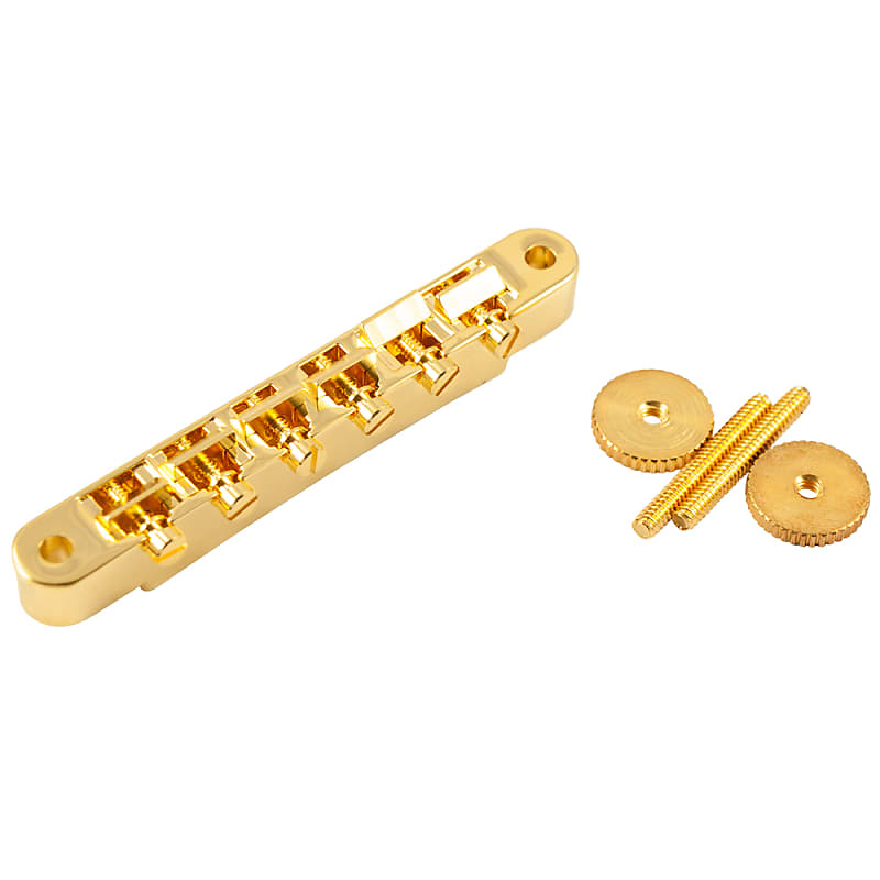 Kluson USA Replacement Non-Wired ABR-1 Tune-O-Matic Bridge Gold w/ Brass Saddles image 1