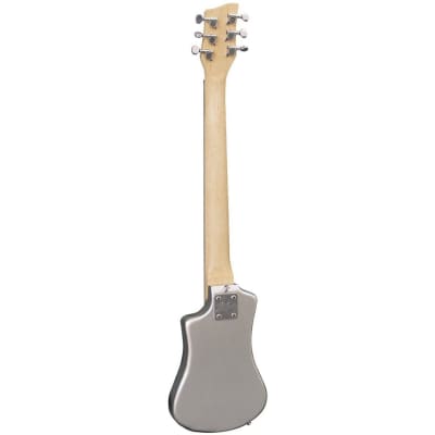 Hofner Shorty Electric Travel Guitar w/Gig Bag - Silver Sparkle - Used image 5