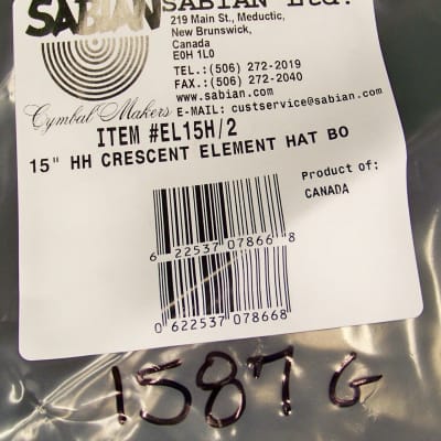 Sabian Crescent Element 15" Hi Hat Cymbals/Model # EL15H/New image 7
