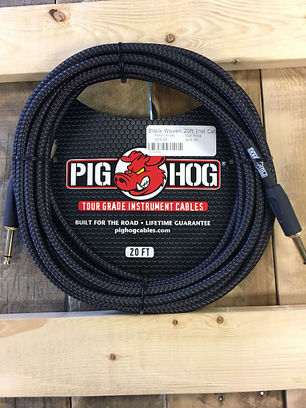 Pig Hog Woven 20ft instrument Cable Black image 1