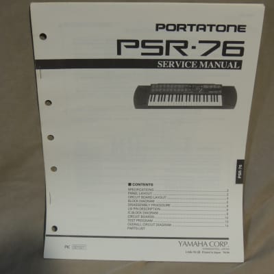 Yamaha PSR-76 Portatone Service Manual [Three Wave Music]