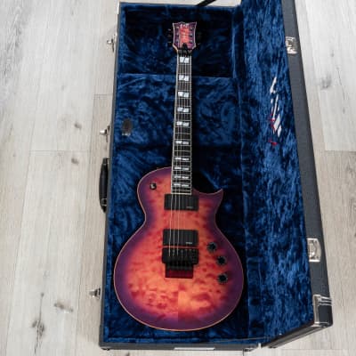 ESP USA Eclipse FR Guitar, Floyd Rose, EMG 81-X / 85-X, Quilt Cranberry Burst image 12