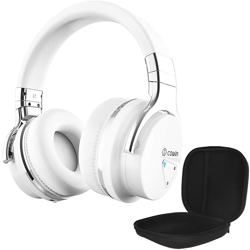 Cowin E7 Active Noise Cancelling Bluetooth Over-Ear Headphones, White + Hard Case image 1