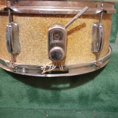 MICA (MIJ) "Swing Line" 5.5x14 Snare Drum (Made in Japan) 1960's - Gold Sparkle image 6