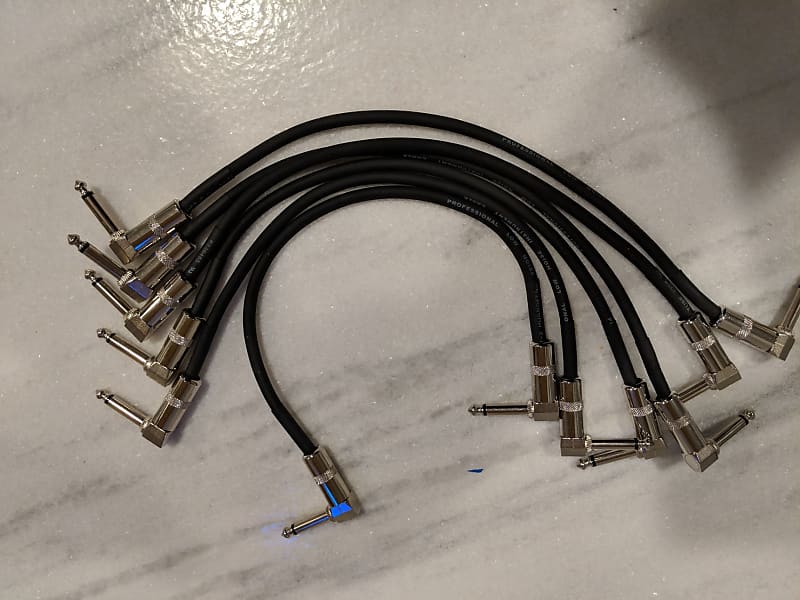 Donner Guitar Patch Cable 6Pack 30cm 1/4 Inch Right Angle Reverb
