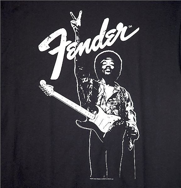 Fender Jimi Hendrix Collection Peace T-Shirt, Black and White, S 2016 image 1