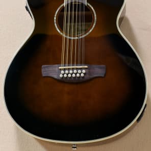 Ibanez AEG1812 12 String Acoustic Electric Guitar in Dark Violin Sunburst Reverb