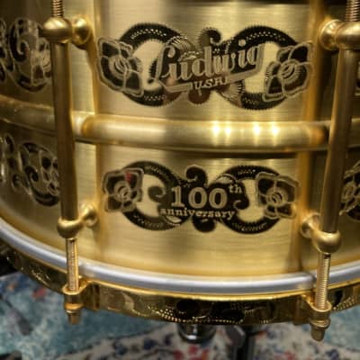 Ludwig - 14x7" Ludwig 100th Anniversary, Gold Triumphal Reissue, Snare Drum 2009 MINT!! image 2