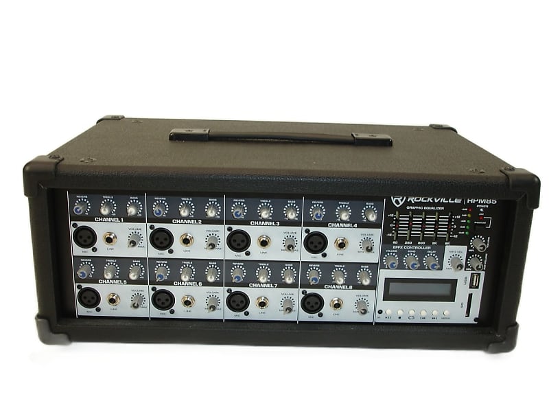 Rockville RPM85 2400w Powered 8 Channel Mixer w/ USB, 5 Band | Reverb