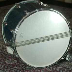 Slingerland 1965 Maple Marching 15"x12"  Snare Drum in "Blue/Turquoise Sparkle" w/ Sling image 4
