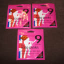 THREE new sets of Rotosound R9 roto pinks Super Light (each set has FREE extra 1st string)