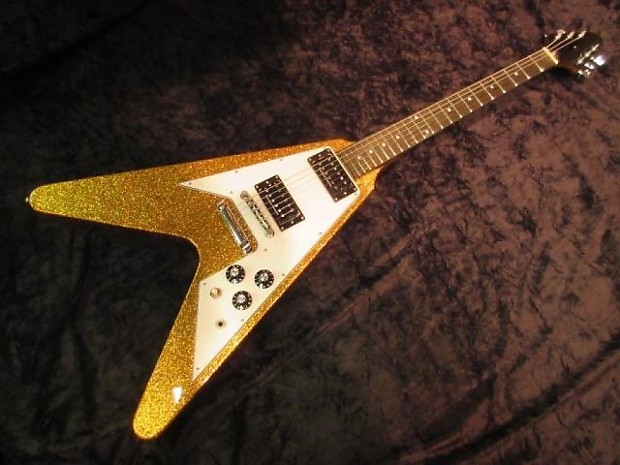 EDWARDS E-FV-100D Flying V Gold Sparkle Rare Color Ship from JAPAN #fe74