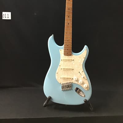 Emerald Bay  custom shop, multi-scale electric guitar, roasted maple neck & fingerboard, sonic blue image 1