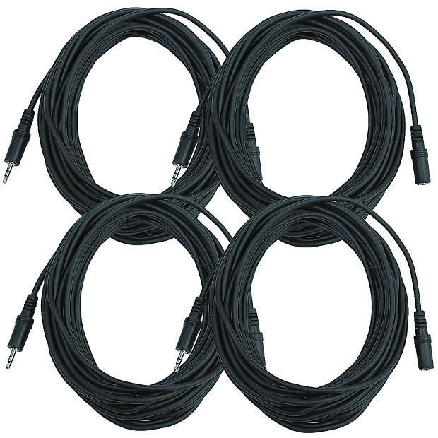Seismic Audio SA-iMF25-4PACK 1/8" TRS Male to Female Extender Patch Cables - 25' (4-Pack) image 1