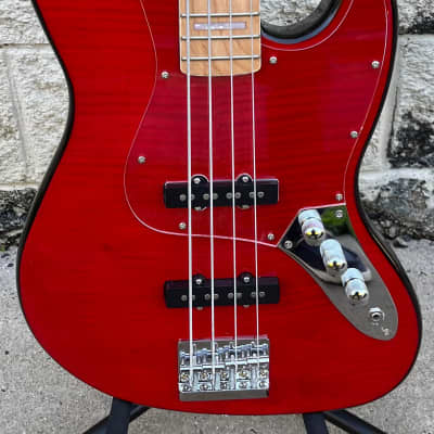 GAMMA Custom Bass Guitar J22-02, Beta Model, Quilted Flame Red image 3