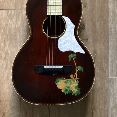 Stromberg Voisinet Hawaiian-decal Vintage Parlor Guitar 1920s for sale