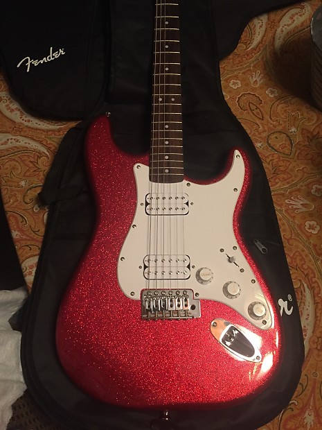 Brand Red Sparkle New Fender Squier Bullet Strat HH with Tremolo Gig Bag