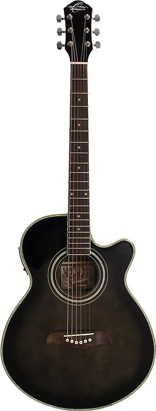 Oscar Schmidt OG10CEFTB-A Folk Cutaway Acoustic Electric Guitar. Trans Black image 1