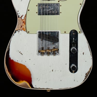 Fender Custom Shop LTD CuNiFe Telecaster Custom Heavy Relic Aged Olympic White Over 3-Tone Sunburst - CZ549986-7.64 lbs image 3