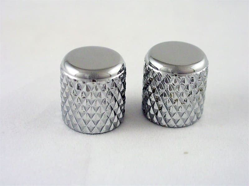Vintage Style Barrel Guitar Knobs (2), Heavy Knurl, CHROME Reverb