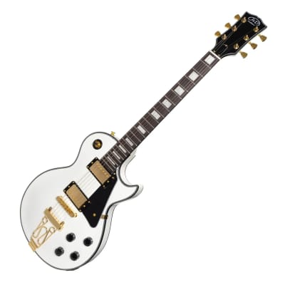 J&D Luthiers LP-Custom Style Electric Guitar | White/Trapeze Tailpiece image 3