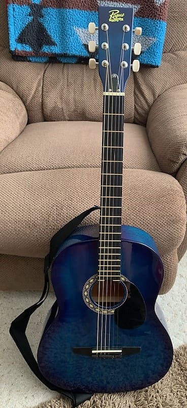 Rogue Starter Acoustic Guitar Blue Burst W Gig Bag And Strap Reverb