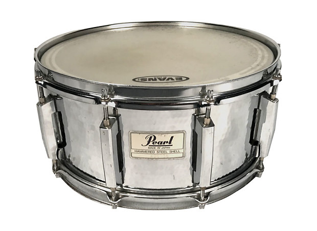Pearl 14 x 6.5 Hammered Steel Snare Drum Made in Japan | Reverb