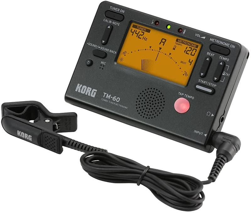 Korg TM60C Combo Tuner Metronome With Contact Microphone, Black image 1