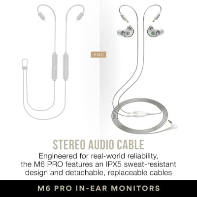 Mee Audio M6 PRO 2nd Generation Musicians’ in-Ear Monitors Wired + Wireless Combo Pack Clear image 3