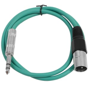 Seismic Audio SATRXL-M2GREEN XLR Male to 1/4" TRS Male Patch Cable - 2'