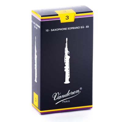 Vandoren SR203 Soprano Sax 3 Strength Traditional Saxophone Reeds Box of 10 image 1