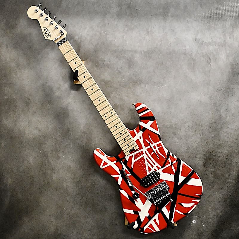 EVH Left Handed Striped Series Red w/White and Black Stripes