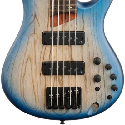 Ibanez SR605E Electric Bass, 5-String, Cosmic Blue Starburst Flat image 3