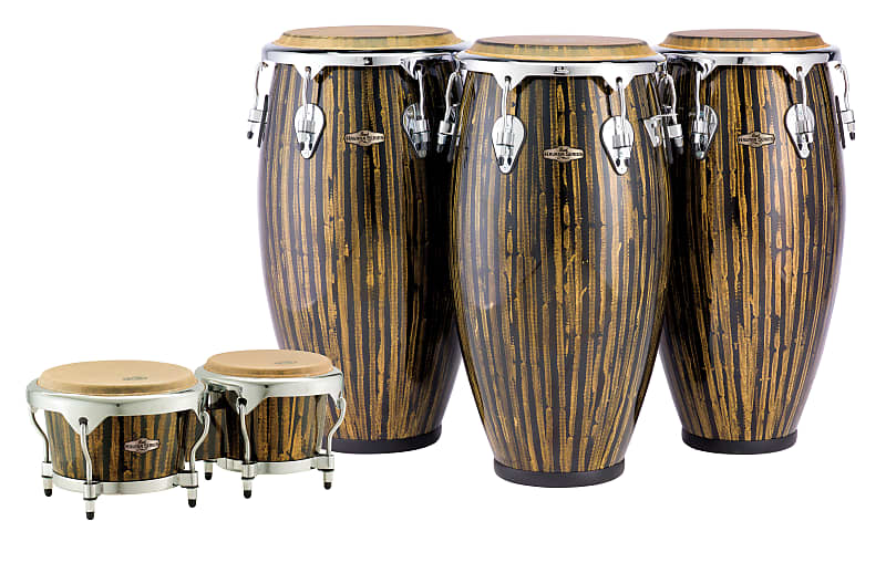Pearl Havana Series Fiberglass 4pc Conga & Bongos Set Liquid Gold Drums | 11",11.75",12.5",7"/ 9" image 1