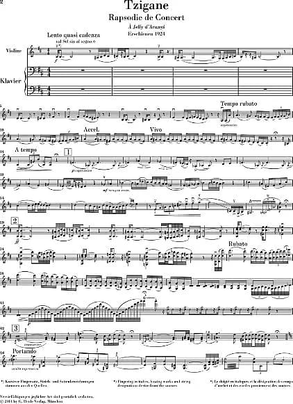 Tzigane for Violin and Piano - Urtext Edition with Marked and | Reverb