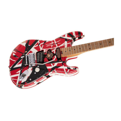 EVH Striped Series Frankenstein Frankie Basswood, Sturdy and Dependable 6-String Electric Guitar (Right-Handed, Red with Black Stripes Relic) image 5