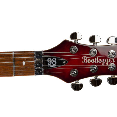 Bootlegger Guitar Royal Coil Split, HHH, Clear Deep Burgundy Quilted Maple, Double Lock Tremolo image 6