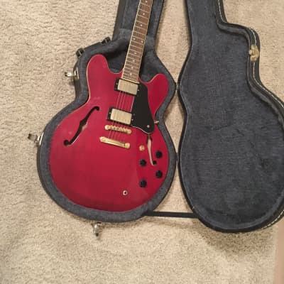 GTX Semi-hollow Copy of gibson es-335 electric Wine red with hard case in excellent condition image 2